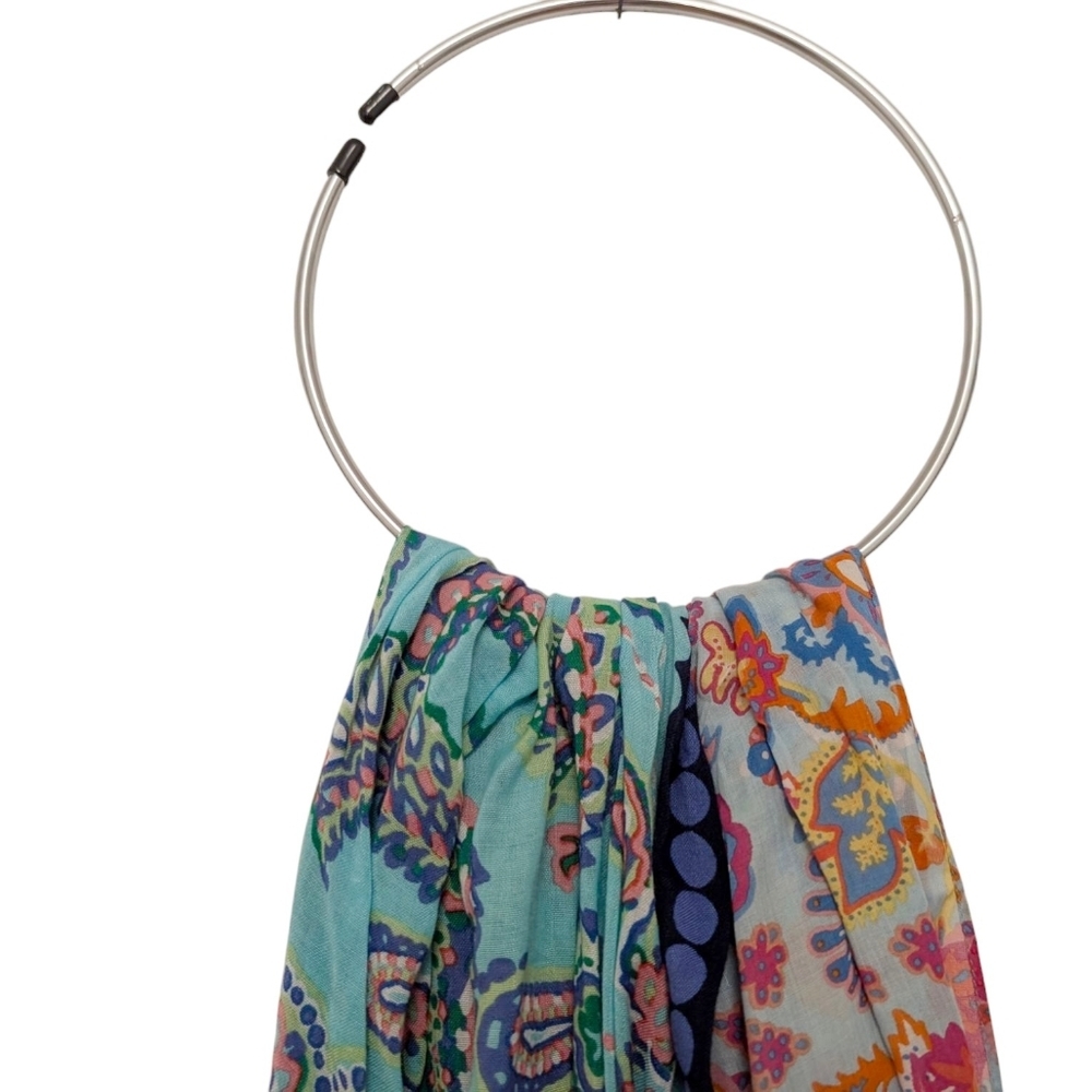 CONTAINER STORE Belt Holder Hoop Scarf Tie Silver Closet Organizer